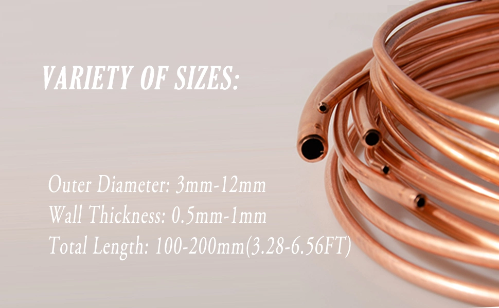 1/4&quot; Od Copper Refrigeration ACR Tubing 100 FT, Copper Coil Tube, T2 Soft 4mm Od 6mm Transmission Copper Nickel Tubing Coil Thickness 1mm for Refrigeration (2m)
